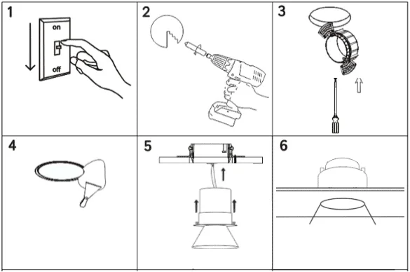 Pasos de instalación del downlight sin marco