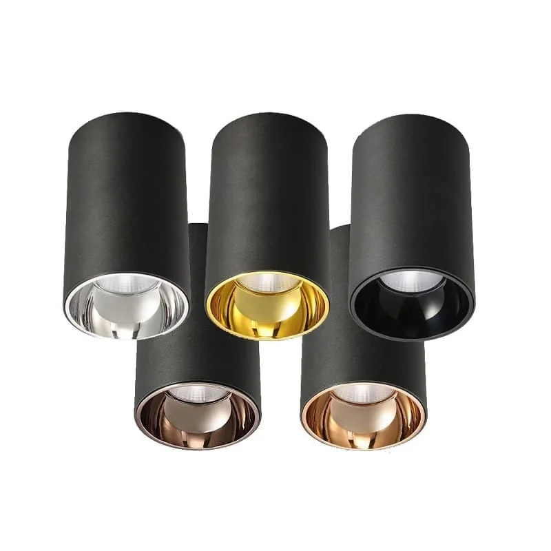 Downlights de superficie con varios acabados y reflectores