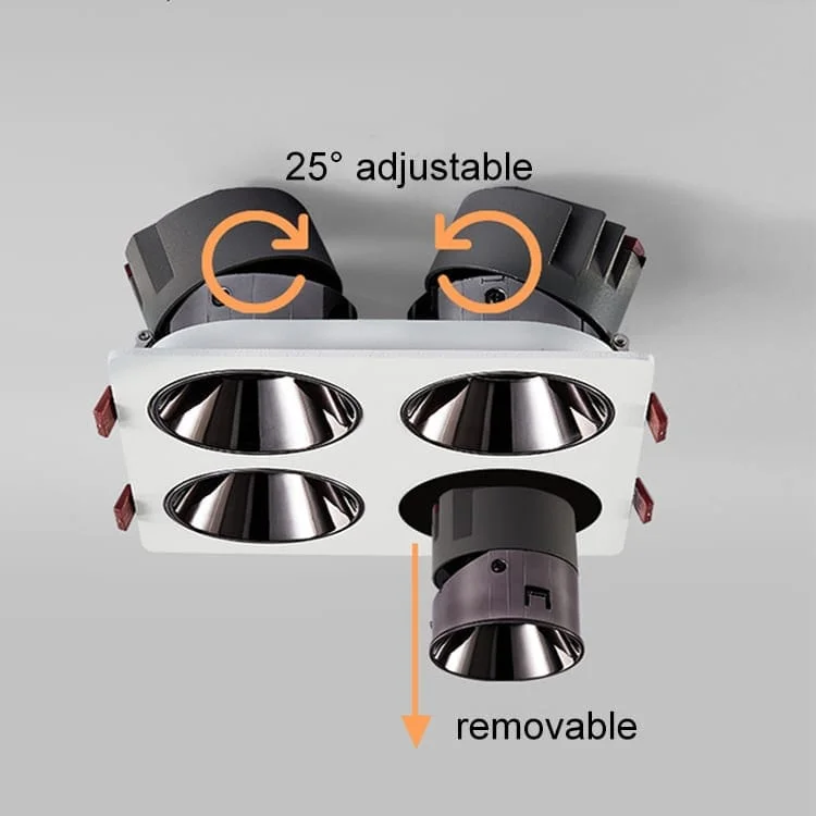 Downlights ajustables de cuatro cabezales