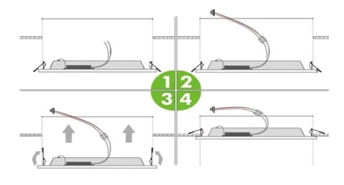 Dibujo de instalación de clips para luces de panel planas LED