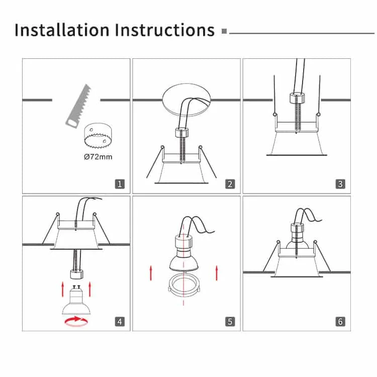 Instalación de downlights gu10