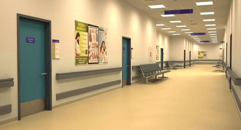 Iluminación del pasillo del hospital