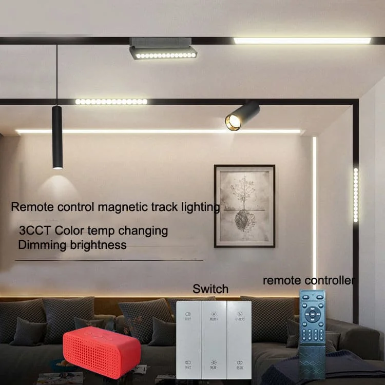 iluminación sobre riel magnética led con control remoto