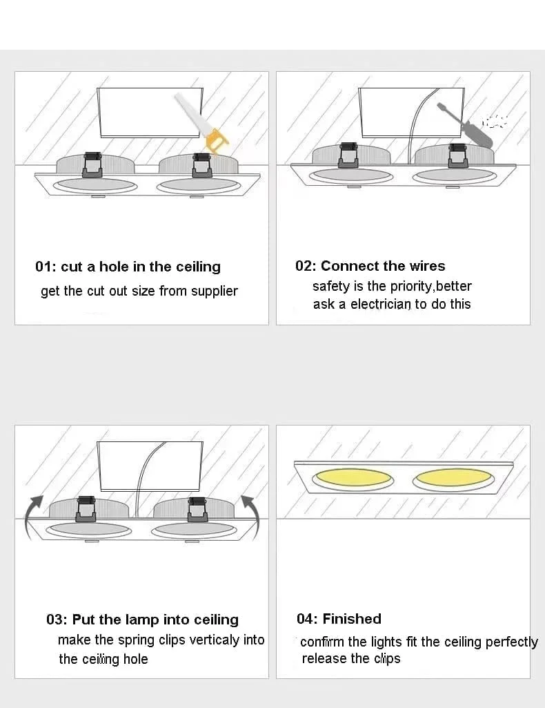Instalación de downlight doble empotrado