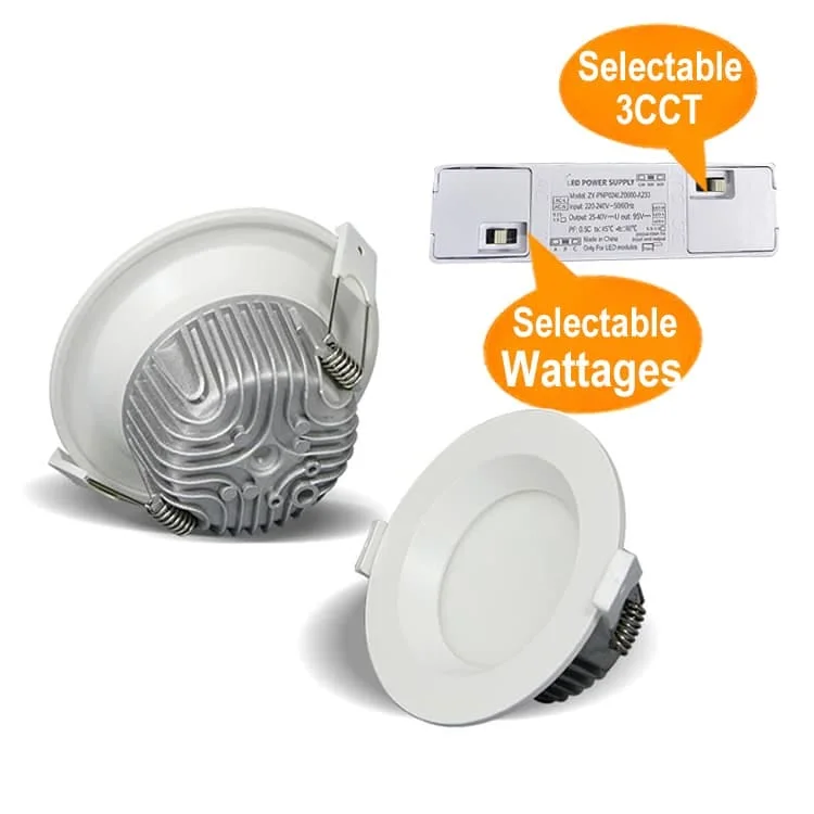 Downlight con dos selectores DIP de potencia y color
