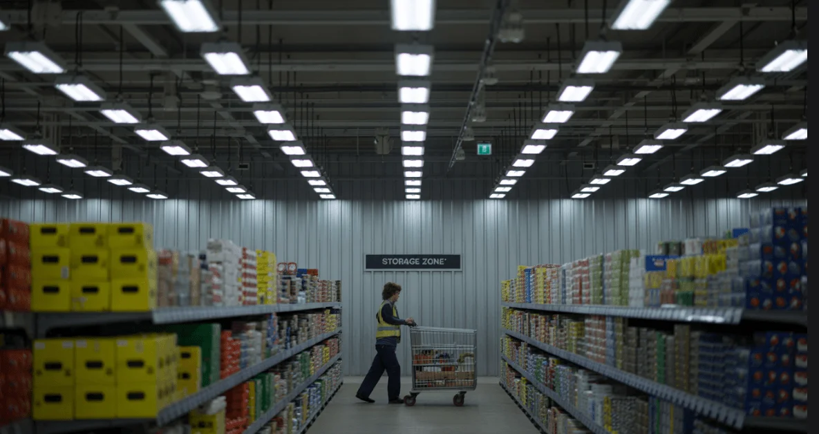 Zona de almacenamiento del supermercado